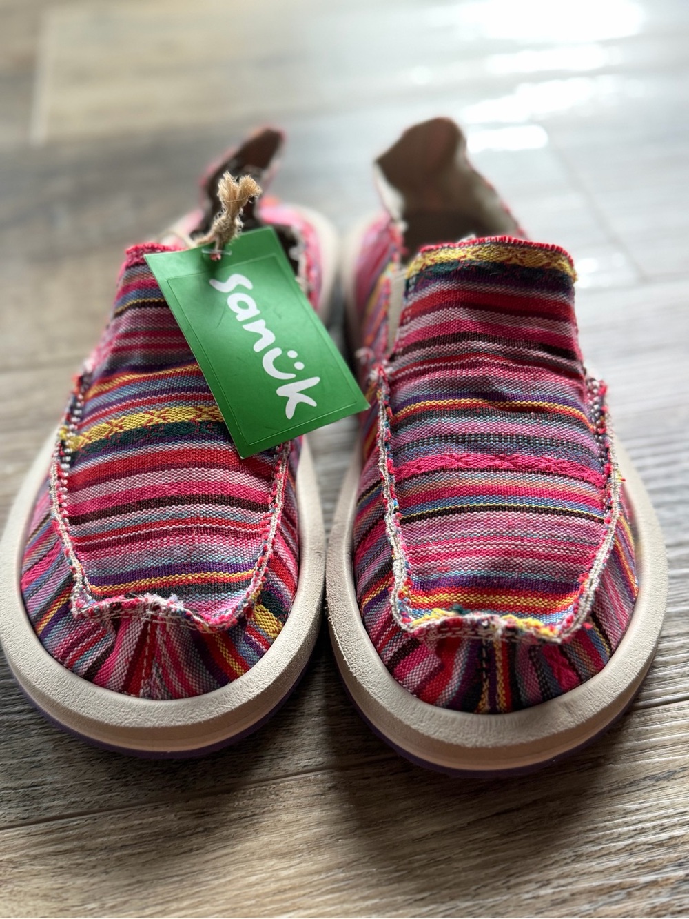 Sanuk Kids Slip-On Sneakers in Pink Multistripe